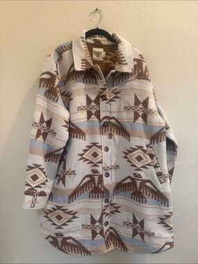 Idyllwind by Miranda Lambert  Cream and Brown Patterned Shacket